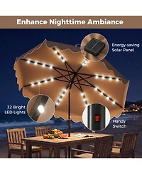 Sugift 10 Feet Outdoor Patio Umbrella with Solar Led Lights and Weighted Sandbag Base