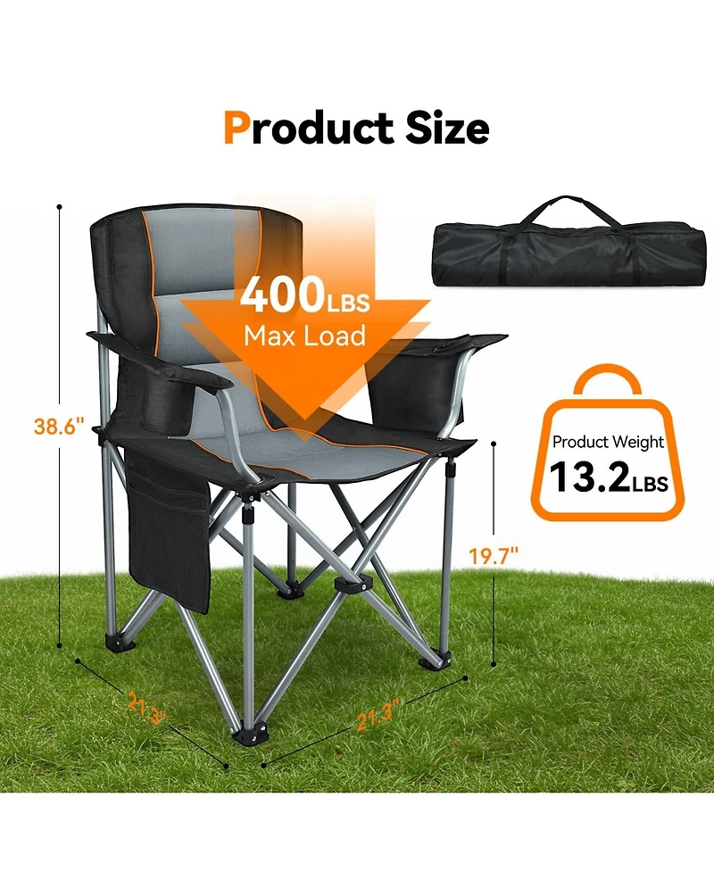 Aofar 2pack Camping Chairs Oversized Heavy Duty Padded Folding Cooler
