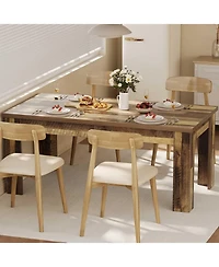 homfan 63" Dining Table for 4-6 – Farmhouse Dinner Table with Large Tabletop, Rectangular for Kitchen Living Room