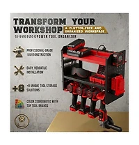 Xdovet Power Tool Organizer Wall Mount Steel Rack Drill Slots Pegboard Utility Side