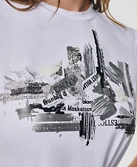 Dkny Women's Studded City Graphic Short-Sleeve T-Shirt