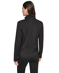 Dkny Women's Soho Ponte Tech Zip-Front Jacket