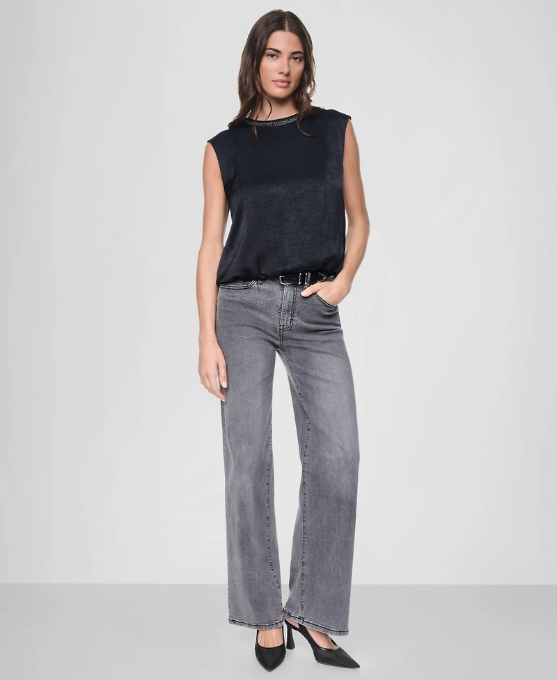 Dkny Women's Crinkle-Texture Chain-Neck Top