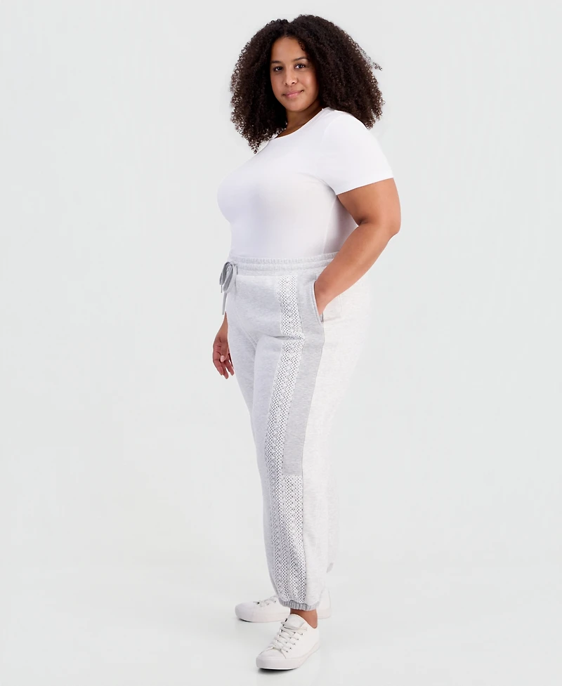 And Now This Plus Crochet High-Rise Fleece Jogger, Macy's Exclusive