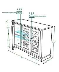 Clihome Buffet Cabinet with 3 Mirrored Doors, 49.33'' Wide Storage Adjustable Shelves