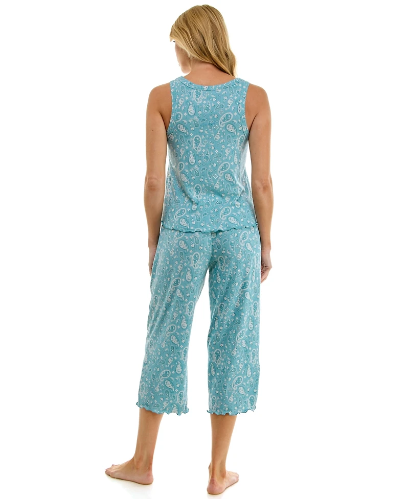 Roudelain Women's Variegated Rib Tank Top & Pants, 2-Piece Set