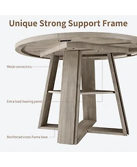 homfan Extendable Round Dining Table for 4-8 – Transformer Oval Table with Wood Pedestal Base and Storage Shelf, for Kitchen or Apartment