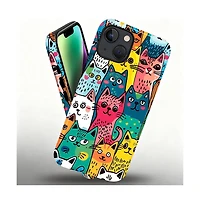 Gonez Case for iPhone 14, 2-in-1 Dual-Layer Shockproof Protection, Funny Cat Art Glossy
