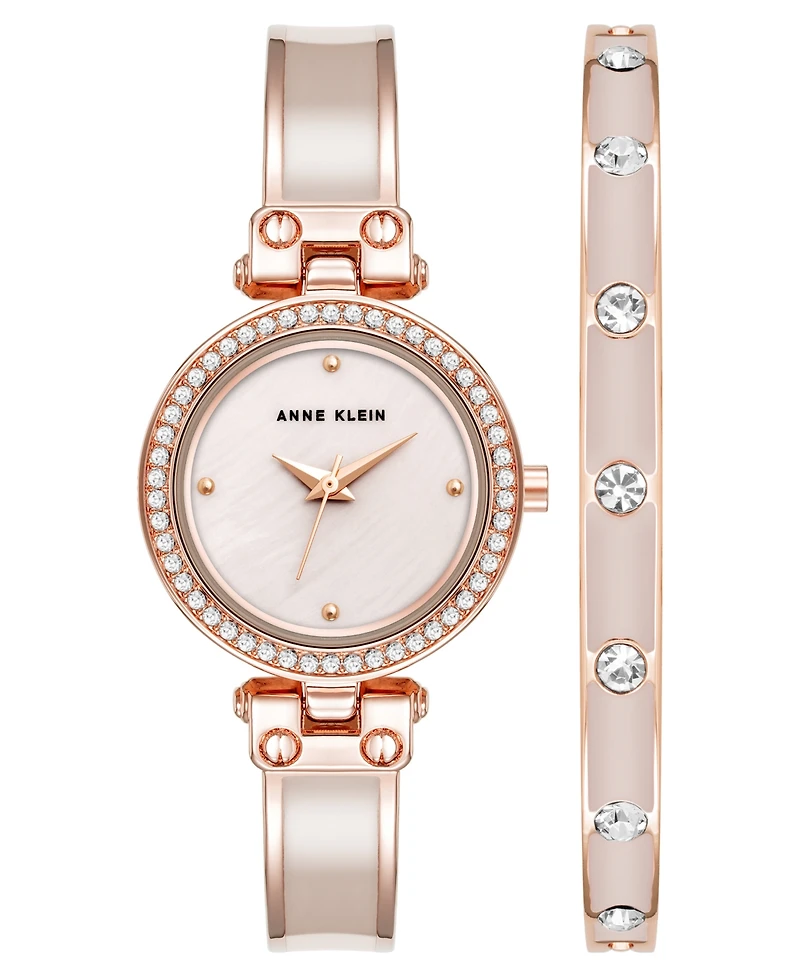 Anne Klein Women's Quartz Pink Round Bracelet Watch 28.1mm x 33.8mm