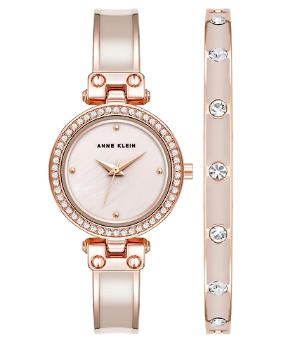 Anne Klein Women's Quartz Pink Round Bracelet Watch 28.1mm x 33.8mm
