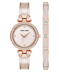 Anne Klein Women's Quartz Pink Round Bracelet Watch 28.1mm x 33.8mm