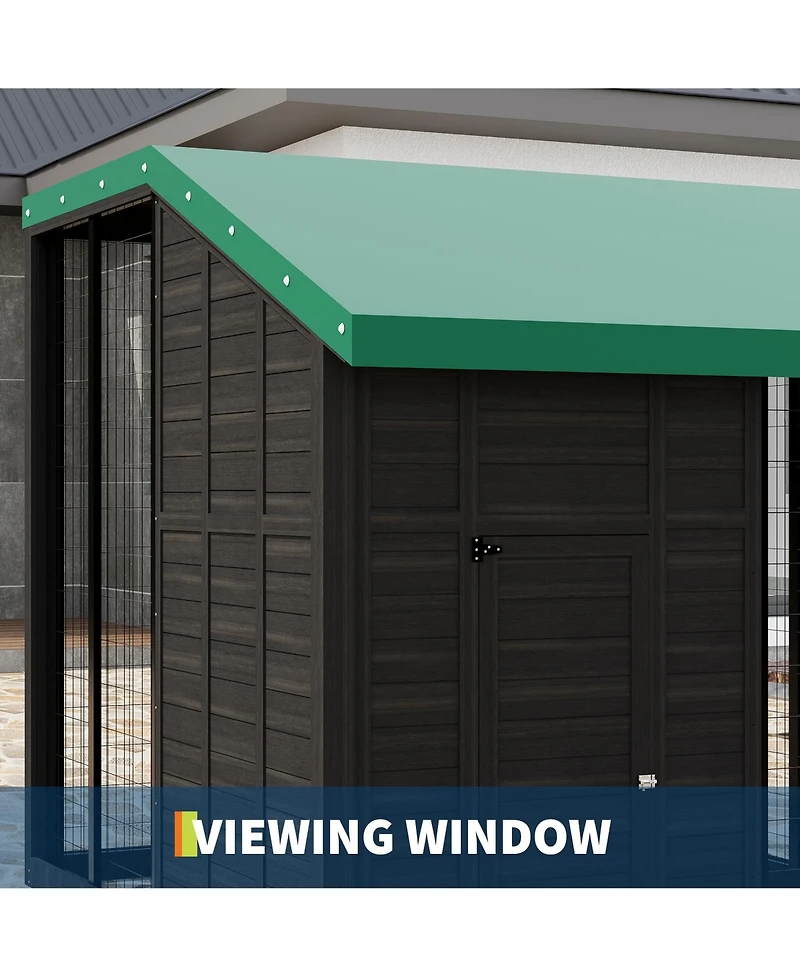 Weatherproof Cedar Wood Dog Kennel with Galvanized Steel Roof Lockable Gate Feeding Back Doors Water Food Trays Pet Enclosure for Large Breeds