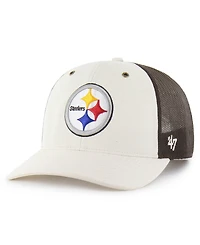 Carhartt x '47 Men's Natural/Brown Pittsburgh Steelers Undyed Trucker Adjustable Hat
