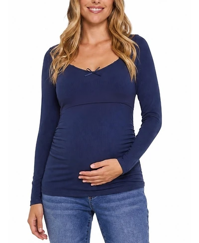 Motherhood Maternity Sweetheart Side-Ruched Long Sleeve Tee