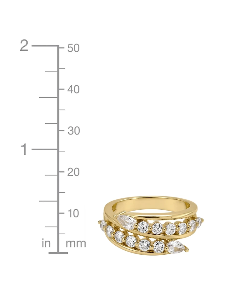 And Now This Cubic Zirconia Gold-Tone Plated Graduated Stone Bypass Ring