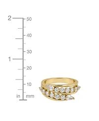 And Now This Cubic Zirconia Gold-Tone Plated Graduated Stone Bypass Ring