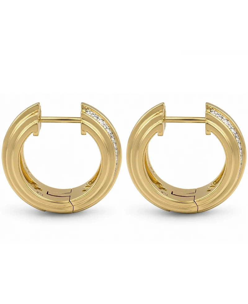 And Now This Crystal Gold-Tone Plated Hinged Hoop Earrings