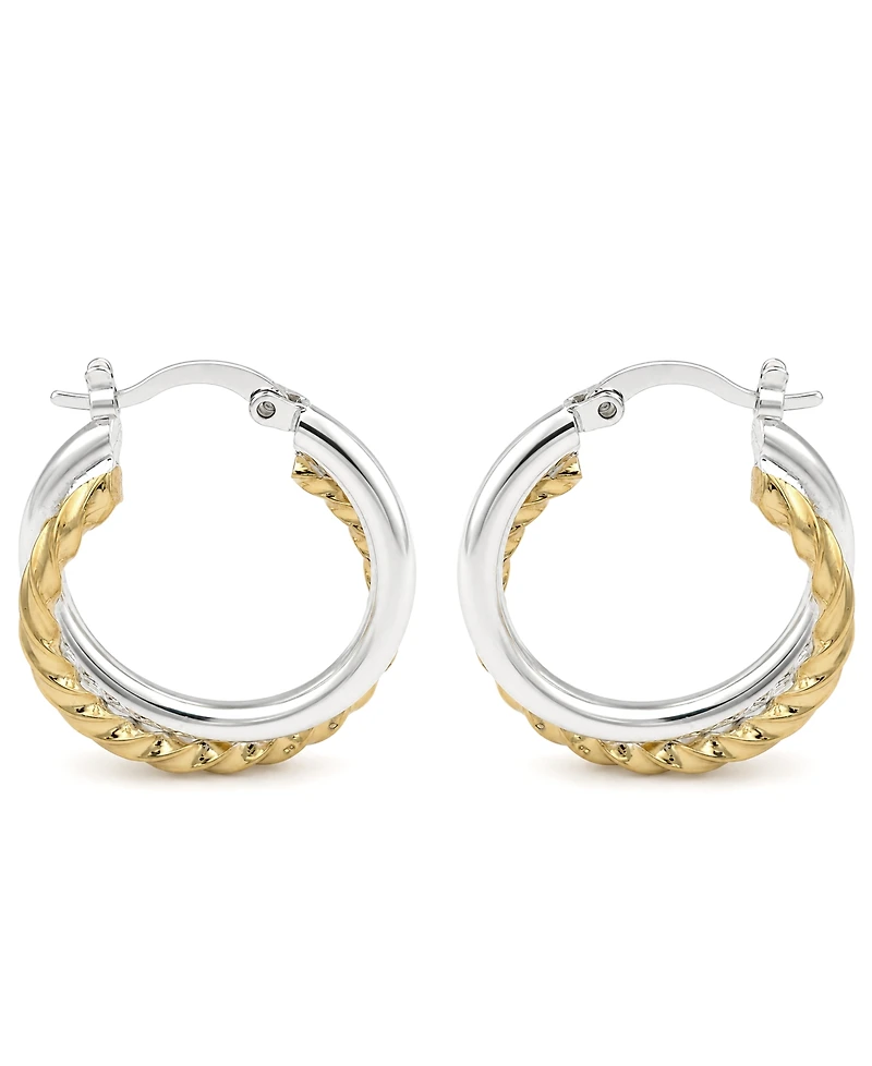 And Now This Fine Silver Mixed Metal-Plated Twist Hoop Earrings