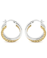 And Now This Fine Silver Mixed Metal-Plated Twist Hoop Earrings