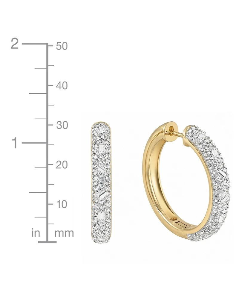 And Now This Crystal Composite Stone Hinged Hoop Earrings