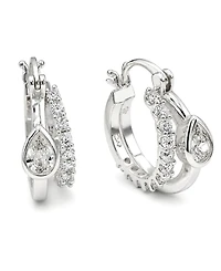 And Now This Cubic Zirconia Fine Silver-Tone Plated Double Hoop Earrings