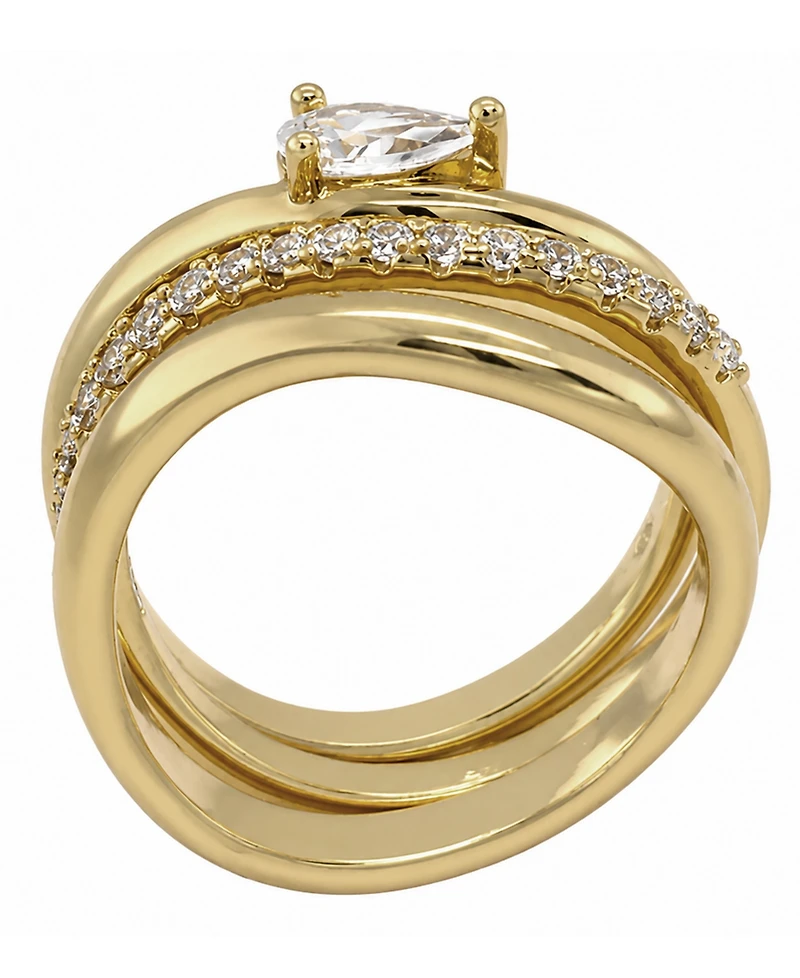 And Now This Cubic Zirconia Gold-Tone Plated Triple Stack Ring