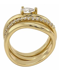 And Now This Cubic Zirconia Gold-Tone Plated Triple Stack Ring