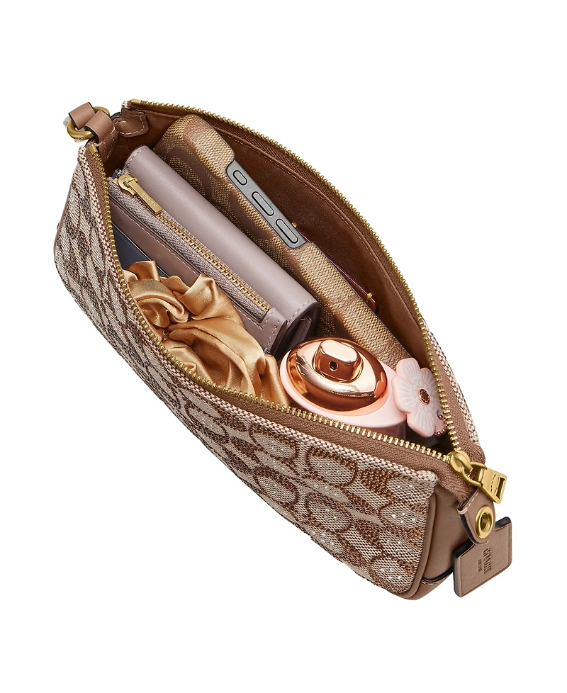 Coach Plaza Crystal Signature Jacquard Small Shoulder Handbag