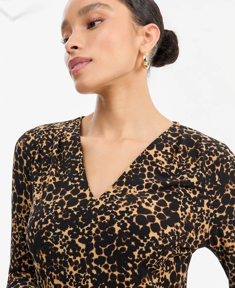 I.n.c. International Concepts Women's Long-Sleeve V-Neck Print Blouse, Macy's Exclusive