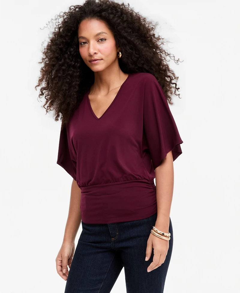 I.n.c. International Concepts Women's Short Sleeve V-Neck Knit Top, Macy's Exclusive