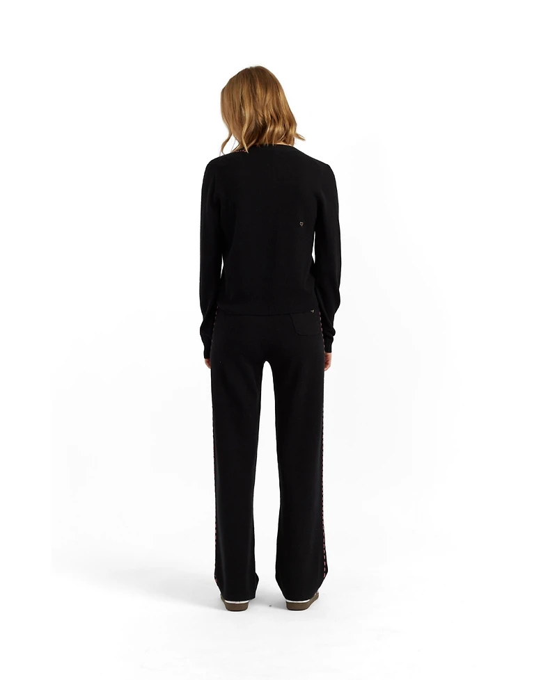 Chinti & Parker Women's Wool-Cashmere Peanuts Stripe Wide Leg Track Pants