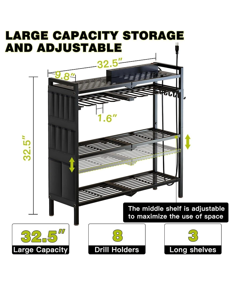 Xdovet Power Tool Organizer Cart Charging Station Drill Holder Rack