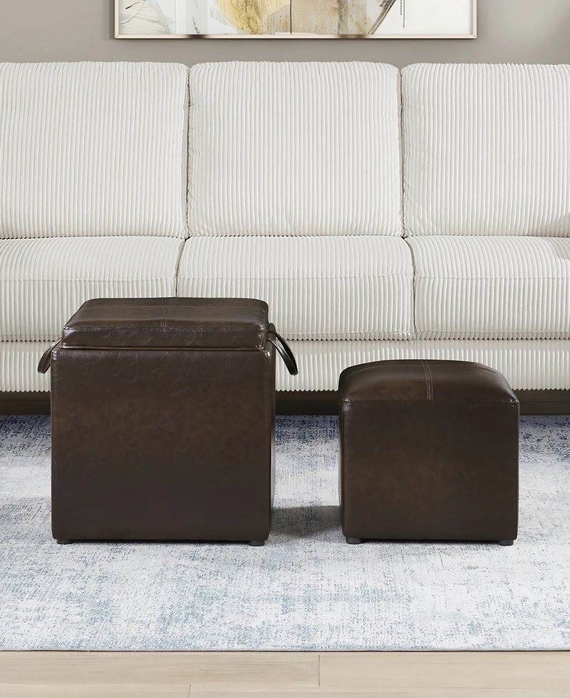 Convenience Concepts Designs4Comfort Park Avenue Single Ottoman with Stool and Reversible Tray