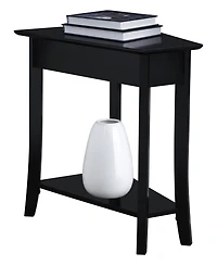 Convenience Concepts Designs2Go Ensenada Rubberwood Wedge End Table with Shelf