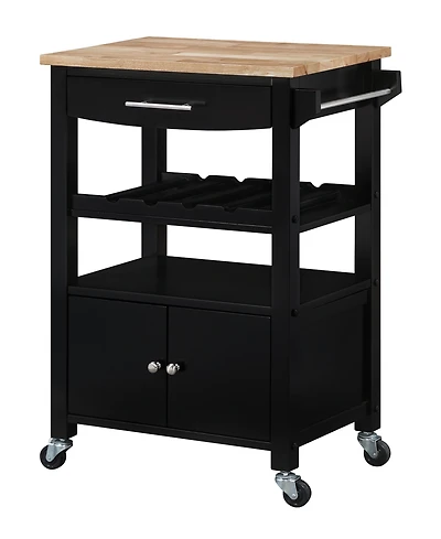 Convenience Concepts Ellaine Three-Tier Rubberwood Butcher Block Kitchen Cart