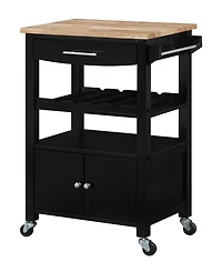 Convenience Concepts Ellaine Three-Tier Rubberwood Butcher Block Kitchen Cart