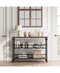 homfan Rustic 3-Tier Console Table Sofa with Storage Shelves, Modern Accent Entryway Hallway Furniture for Living Room Behind Couch