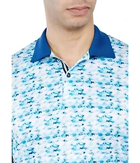 Society of Threads Men's Regular Fit Fish Print Performance Polo