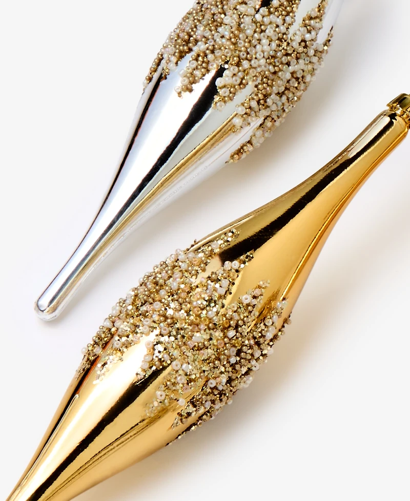 Holiday Lane Opulence Shatterproof Gold-Tone & Silver-Tone Drop Ornaments, Set of 6, Macy's Exclusive