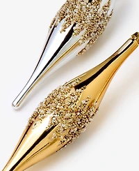 Holiday Lane Opulence Shatterproof Gold-Tone & Silver-Tone Drop Ornaments, Set of 6, Macy's Exclusive