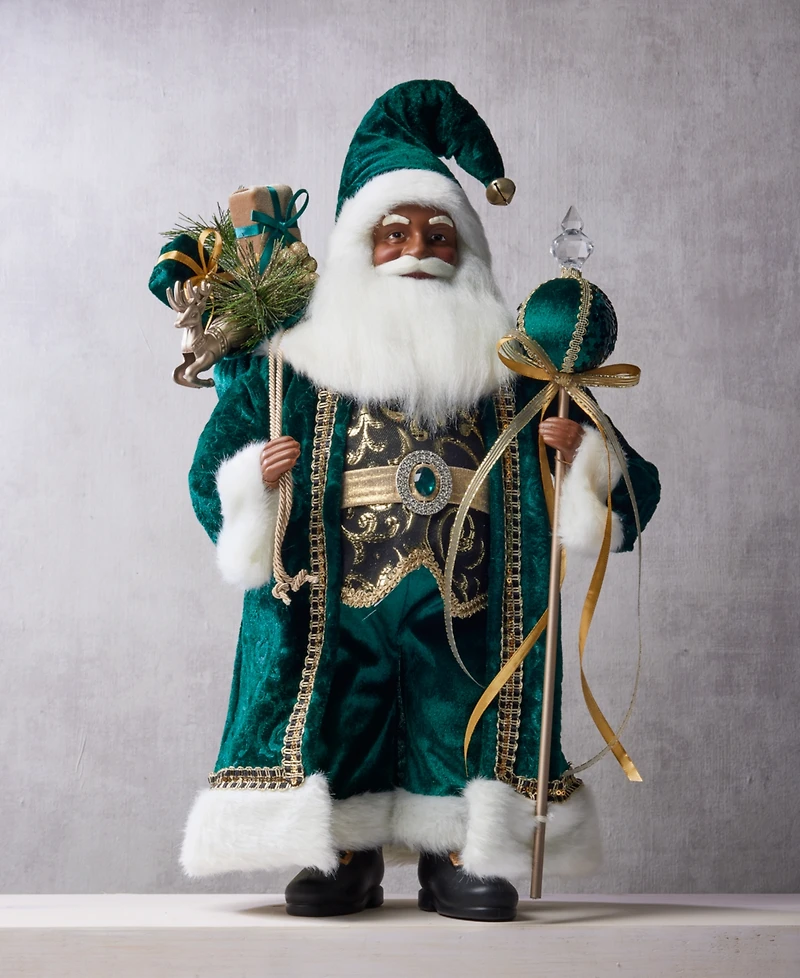 Holiday Lane Opulence African American Standing Santa with Gift Bag and Scepter, Macy's Exclusive