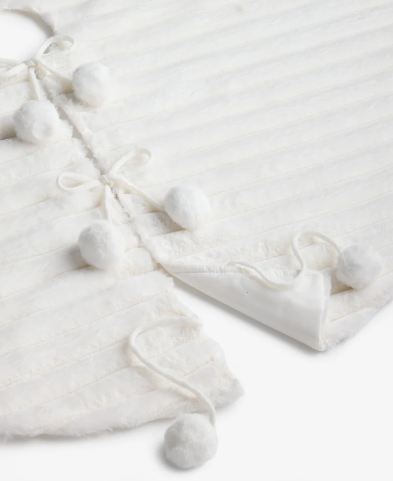 Holiday Lane Opulence White with Pompom Tree Skirt, Macy's Exclusive