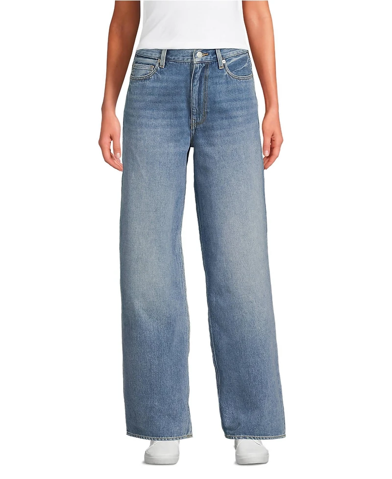 Lands' End Petite Rigid Denim Mid Rise Baggy Jeans