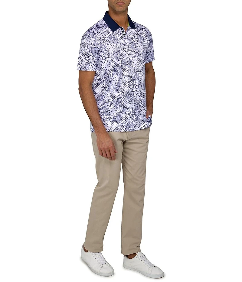 Society of Threads Men's Regular Fit Micro Paisley Performance Polo