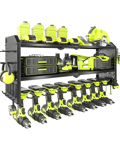 Xdovet Power Tool Organizer Wall Mount Metal Rack with Hooks and Shelves