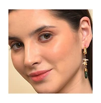 Sohi Women's White Textured Drop Earrings