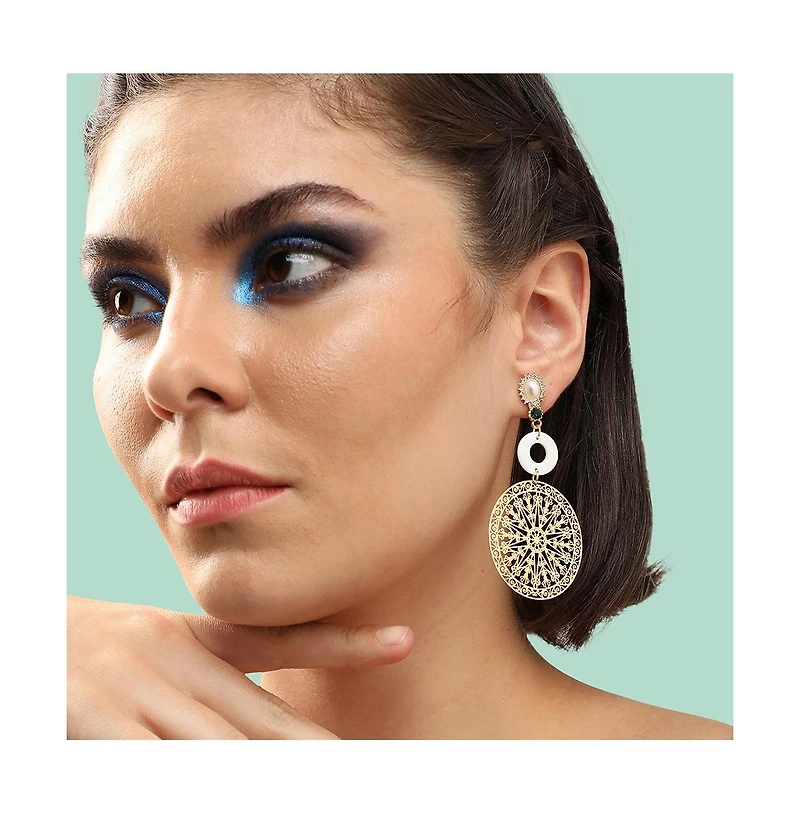 Sohi Women's Celestrial Filigree Drop Earrings