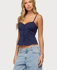 Edikted Women's Delia Sweetheart Button Up Tank Top