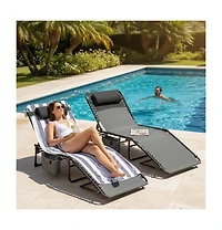 gaomon Outdoor Chaise Lounge Chair with 5-Position Adjustable Recline and Lay-Flat