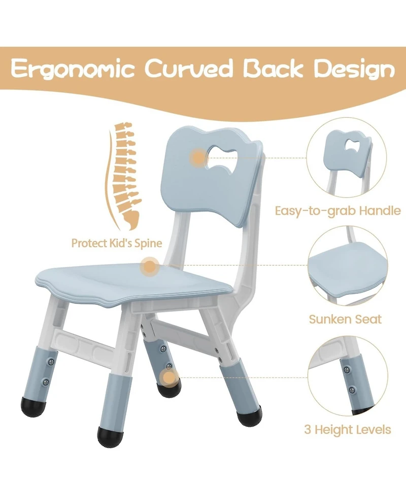 gaomon 3-Level Height Adjustable Kids Chair, Plastic Toddler Chair for Children Ages 2-6, Ideal for Home, Classroom & Nursery Use